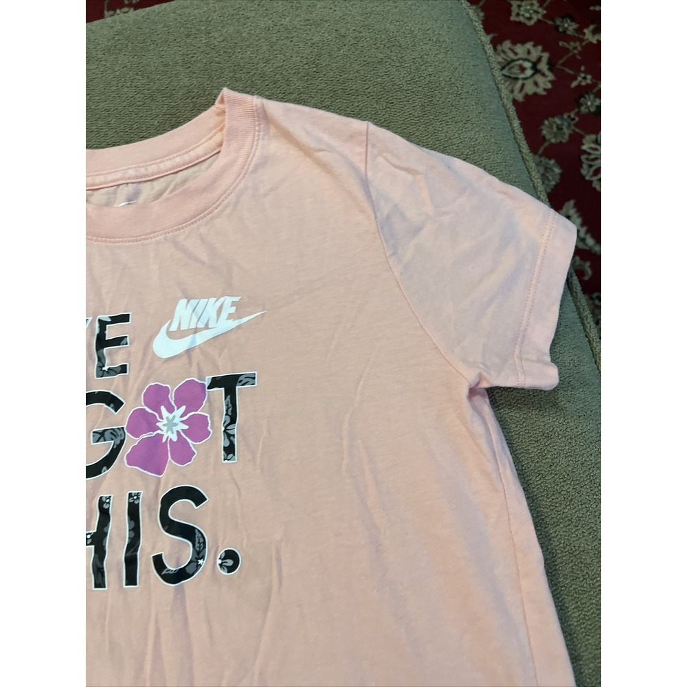 Nike Shirt Girls Medium Center Logo Short Sleeve The Nike Tee Running Gym (AH) - Picture 4 of 6